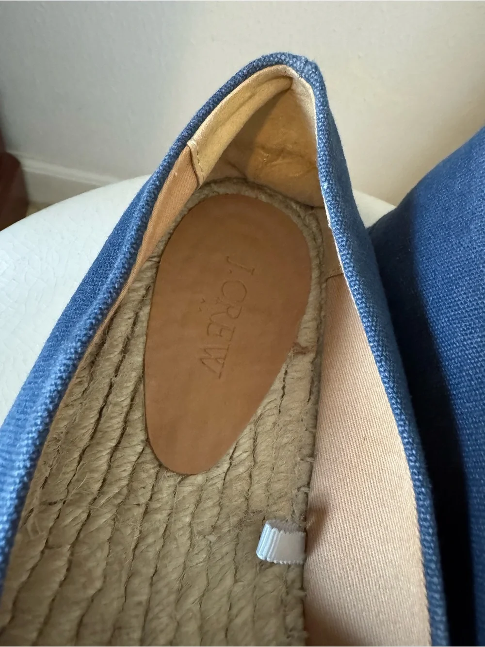 J. Crew Navy Canvas Espadrilles with Pink Toe Caps